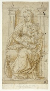 Maagd die het Christuskind verzorgt door Unknown artist
