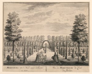 Uitzicht op Merenbourg vanaf de tuinzijde