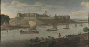 Windsor Castle vanaf de Buckinghamshire oever door Unknown artist
