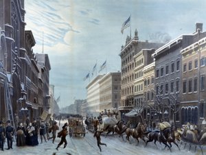 Winterscène op Broadway, New York