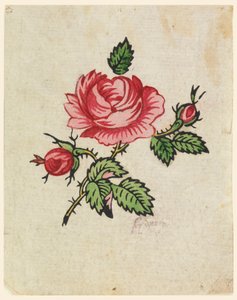 Houtsnede proefdruk voor een gedrukt textiel door Unknown artist
