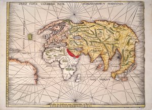 Wereldkaart naar Ptolemaeus door Unknown artist
