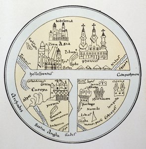 Wereldkaart uit een 11e-eeuws Leipzig-manuscript door Unknown artist