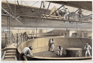 Het in grote tanks wikkelen van de kabel in Greenwich door Unknown artist