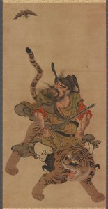 Zhong Kui (Shoki) op een tijger door Unknown artist
