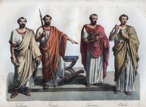 Magistraten van het oude Rome - Tribunus - praetor - Quaestores - aediles - gravure uit 