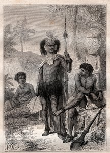Inboorlingen van de Marquesaseilanden - Reis van kapitein James Cook door Unknown artist