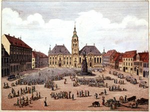 Het openbare plein van de stad Mannheim (Duitsland) door Unknown artist
