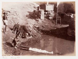 Benares Brandende Ghât, ca. 1885 door Unknown photographer