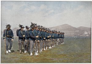 Bersagliers (Bersaglieri) peloton van het Italiaanse leger door Unknown photographer