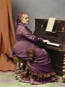 Clara Schumann (1819-1896), Duitse pianiste en componiste, aan de piano - Portret van Clara Schumann (1819-1896), Duitse pianiste en componiste, vrouw van Robert Schumann. door Unknown photographer