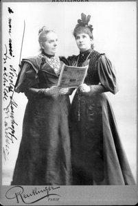 Duitse zangeres Mathilde Marchesi en Australische zangeres Nellie Melba. Laat 19e eeuw Fotografie