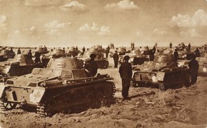Duitse tanks, Doberitz, nabij Berlijn, Duitsland, foto uit Illustrated London News, 27 juli