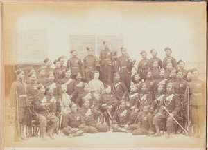 Gurkha onderofficieren en geweerschutters van het 4e Gurkha (Geweer) Regiment
