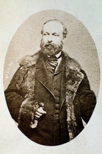 Portret van Antonio Bazzini, Italiaanse componist en violist (zwart-wit foto)