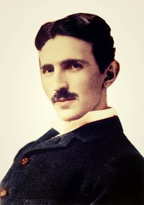 Portret van Nikola Tesla (1856-1943) - Kroatisch geboren Servische ingenieur, natuurkundige en uitvinder door Unknown photographer