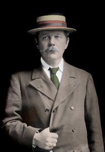 Portret van Sir Arthur Conan Doyle (1859-1930), Engelse schrijver, bedenker van het personage 