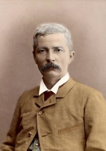 Portret van Sir Henry Morton Stanley (geboren John Rowlands), Welshe journalist en ontdekkingsreiziger. latere inkleuring door Unknown photographer