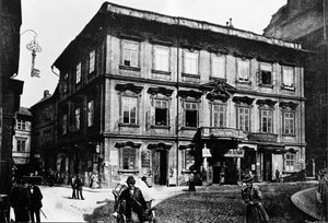 Praag, voor 1897. Het gebouw waar schrijver Franz Kafka werd geboren