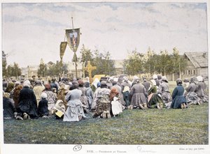 Processie in het dorp (Rusland) (fotografie, eind 19e eeuw) door Unknown photographer
