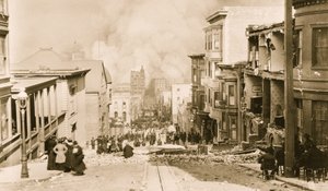Aardbeving en brand in San Francisco door Unknown photographer