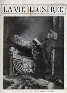 Sarah Bernhardt (1844-1923) in de rol van Hamlet door Shakespeare - omslag van het Illustered Life van 1899 door Unknown photographer