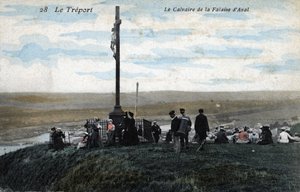 De Calvarieberg van de klif van Aval. De Treport. Kleurenfoto uit het begin van de 20e eeuw. door Unknown photographer