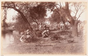 De inname van de Alipur-kanaalbrug door Guides Cavalry, Delhi Camp of Exercise, 1885