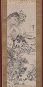 Lege Veerboot bij een Wildernis Oversteek, ca. 1800 door Uragami Gyokudo