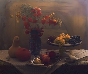 Stilleven met herfstfruit door UstinaGreen