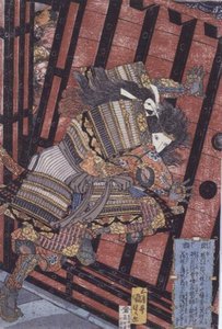 Hangaku verdedigt de poort, ca. 1830 door Utagawa Kunisada