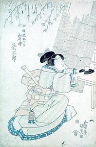 Iwai Kumesaturo als Date Otsura, een theehuismeisje door Utagawa Kunisada