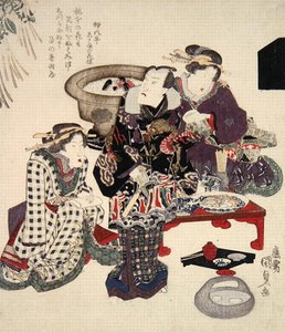 Otawaya (Onoe Kikugoro) bij Umemoto, ca. 1825 door Utagawa Kunisada