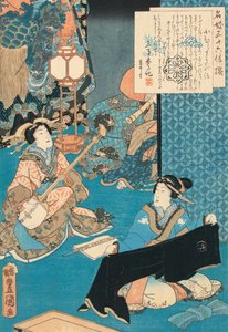 De Courtisane Komurasaki speelt een Shamisen door Utagawa Kunisada