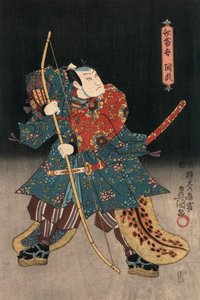 Ukiyo-e prent van een acteur die een samoerai speelt door Kunisada door Utagawa Kunisada
