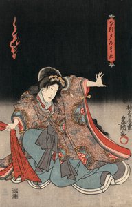 Ukiyo-e prent van een acteur in een vrouwelijke rol