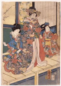 Lentekleuren: Leeuwendans bij een herenhuis door Utagawa (1835 1888) Kuniaki