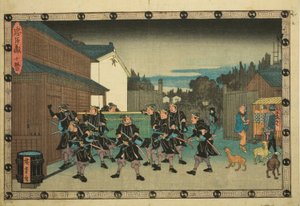Act 10, uit de serie "De Wraak van de Loyale Vazallen" door Utagawa Hiroshige