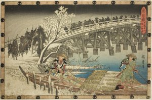 Acte 11, Deel 1: De Benadering van de Nachtelijke Aanval, uit de serie "De Wraak van de Loyale Retainers (Chushingura)"