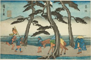 Akasaka, uit de serie "Drieënvijftig stations van de Tokaido" door Utagawa Hiroshige