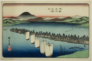 Amanohashidate, uit de serie "Beroemde Plaatsen van Japan (Honcho meisho)" door Utagawa Hiroshige
