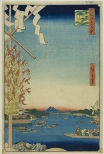 Asakusa River, Great Riverbank, Miyato River (Asakusagawa Okawabata Miyatogawa), uit de serie "One Hundred Famous Views of Edo (Meisho Edo hyakkei)".