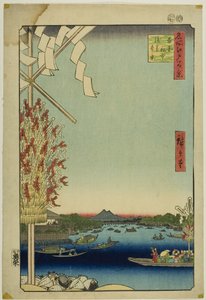 Asakusa River, Great Riverbank, Miyato River (Asakusagawa Okawabata Miyatogawa), uit de serie "One Hundred Famous Views of Edo (Meisho Edo hyakkei)".