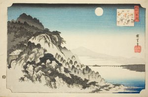 Herfstmaan bij Ishiyama (Ishiyama shugetsu), uit de serie "Acht Zichten van Omi (Omi hakkei no uchi)"