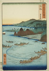 Awaji Provincie: Goshiki-strand (Awaji, Goshiki hama), uit de serie "Beroemde plaatsen in de zestig-odd provincies (Rokujuyoshu meisho zue)" door Utagawa Hiroshige