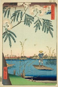 Ayase-rivier en Kanegafuchi, uit de serie "Honderd beroemde gezichten van Edo" door Utagawa Hiroshige