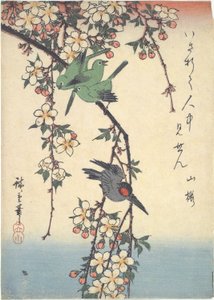 Vogels op een kersen tak door Utagawa Hiroshige