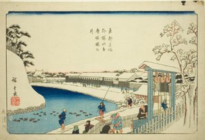 Kersenbron bij de Benkei-gracht buiten Sakurada (Soto Sakurada Benkeibori sakura no i), uit de serie "Beroemde plaatsen in de oostelijke hoofdstad (Toto meisho)"