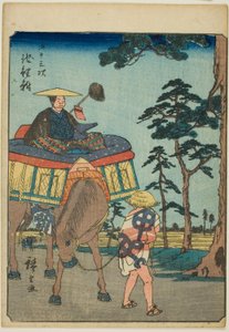 Chiryu, uit de serie "Drieënvijftig stations [van de Tokaido] (Gojusan tsugi)," ook bekend als de Figure Tokaido (Jinbutsu Tokaido) door Utagawa Hiroshige