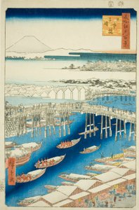 Helder weer na sneeuw bij Nihon-brug (Nihonbashi yukibare), uit de serie "Honderd beroemde uitzichten van Edo (Meisho Edo hyakkei)" door Utagawa Hiroshige